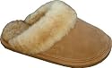 LAMO AUSTRALIA Genuine Sheepskin Womens Scuff Slippers Shoes Suede Genuine Sheepskin Shearling CHESTNUT