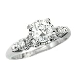 14K White Gold Antique Diamond Engagement Ring