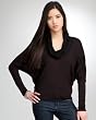 bebe Long Sleeve Hi-Lo Contrast Cowl Top