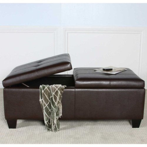Alfred Leather Storage Ottoman (Brown) (25