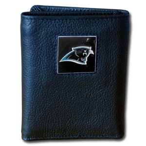 NFL Football Carolina Panthers Top Grain Leather Trifold Wallet