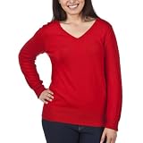 Women's Plus-Size Mossimo® Black: Red Heat V-Neck Ultrasoft Sweater
