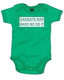 (ギャングスタ　ラップが私にそうさせた。) Gangsta Rap Made Me Do It, プリント　ベビースーツ - グリーン/白 6-12 ヶ月