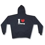 I heart (LOVE) Cowboys Men's Hoodie Sweat Shirt Small thru 4XL at 99 VOLTS