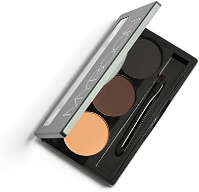 NAKE- Eyebrow Powder 3 Colors Eye Brow Powder Palette Waterproof and Smudge Proof with Mirror and Eyebrow Brushes (No.1)