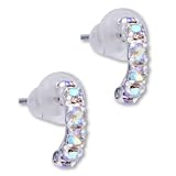 Pugster 925 Sterling Silver Shining Crystals Dangle Earrings