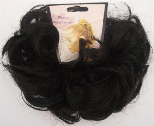 3" PONY FASTENER Hair Scrunchie LACEY Wig #1B BLACK by MONA LISA