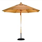 9' Premium Wood and Fiberglass Market Umbrella