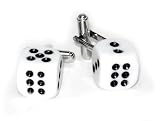 Silver-Tone Men's Cuff Links Pair of BLACK DICE Shaped Cufflinks