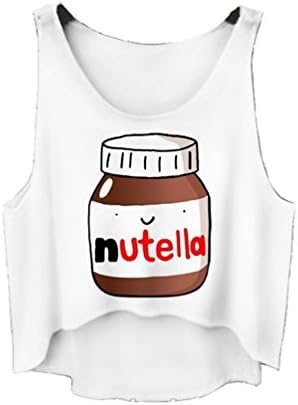 Nutella Fashion Women Tank Print Crop Shirt Tops Sleeve Crop Tank Top