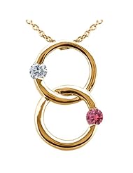 0.54 Ct Round G/H and Pink Diamond 18K Yellow Gold Pendant