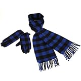 Softer than Cashmere? Scarf Gloves Set Buffalo Plaid Blue with Black Softer than Cashmere? Scarf Gloves Set Buffalo Plaid Blue with Black