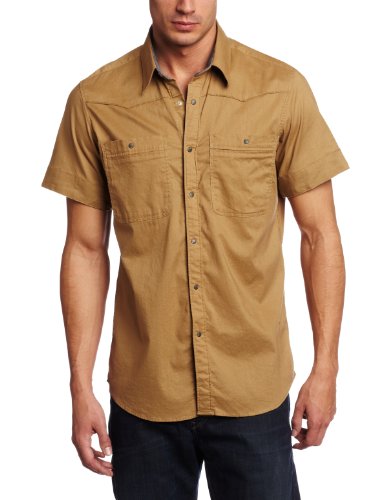 G-star Men's Western Short Sleeve Shirt, Beige, XX-Large