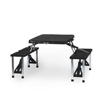 Picnic Time Portable Folding Picnic Table with Seating for 4 Black