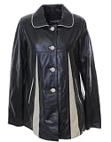 Womens Leather Trapeze Coat : SR644 : Black