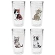 Kittens 12 oz Slimline Insulated Beverage Tumblers Set, Clear (4 designs)