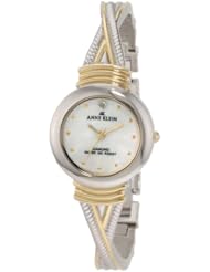 Anne Klein Womens 109069MPTT Diamond Accented Round Two-Tone  "X" Shaped Bangle Watch