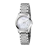Gucci Women`s YA126510 G Timeless Diamond MOP White Dial Watch