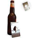 Credit Card Beer Bottle Opener - Stainless Steel Casino Ace Playing CC Size That Fits in Wallet or Pocket For Coke Soda Pop Drink - Includes Cocktail Recipes eBook
