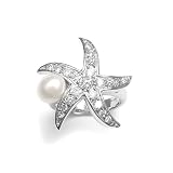 CZ Starfish Ring with Freshwater Pearl 7