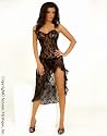 Stretch lace and chiffon gown with side slits. Includes matching thong - Sensual Mystique