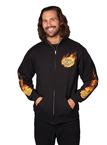 Harley-Davidson Mens Extinguish the Flames B&S Mock Neck Full Zip Sweatshirt