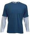 Fruit of the Loom plain layered long sleeve t-shirt Steel blue and Ash grey Small (35 - 37 inch chest)