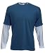 Fruit of the Loom plain layered long sleeve t-shirt Steel blue and Ash grey Medium (38 - 40 inch chest) Image