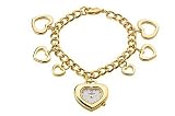 Chronostar - R3753100645 - Montre Femme - Ligne Fashion - Quartz Analogique - Cadran Blanc - Charms coeurs - Bracelet Acier dor&eacute;