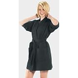 Terry Town Thigh Length Waffle Weave Kimono Robe One Size Fits Most - Black