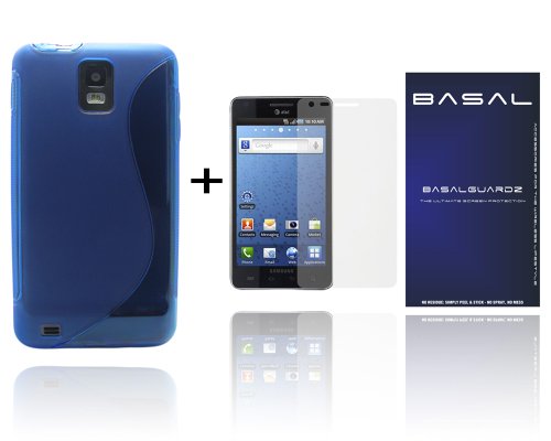 Samsung Infuse 4G TPU S-Line Wave Case and BasalGuardz(TM) Ultra Clear Screen Protector - Blue