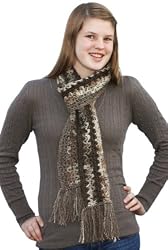 Handmade Artisan Alpaca Natural Fiber Scarf and Wool Blended Winter Scarf - Wooden Cabin in Winter (Large,one-of-a-kind)