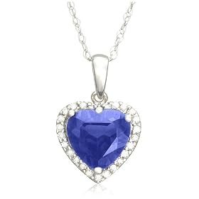10k White Gold, September Birthstone, Created Ceylon Sapphire and Diamond... by Amazon.com Collection
