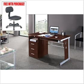 Mahogany Finish Computer Desk w  FREE Chair