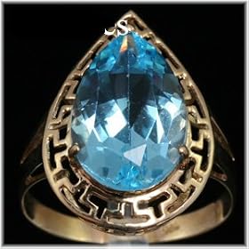 10K Yellow Gold Blue Topaz Estate Ring by 