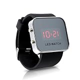 Sale – Mirror LED watch with Black strap – Japanese Style Unisex wristwatch – Ideal Gift