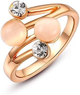 ROXI Ring Rose Gold Plated Unique Double Opal Ring High Quality AAA Cubic Zircon Fashion Jewelry Engagement Ring Wedding Ring Best Gift For Women (Available in Sizes 6 7 8)