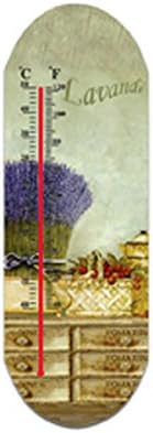 French Inspired Glass Lavande Indoor/Outdoor Thermometer