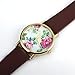 OrangeTag New Flower Face Style Leather Woman Man Analog Quartz Wrist Wa...