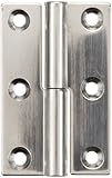Sugatsune KN-50R/SS Lift Off Hinge, Stainless Steel 304, Polished Finish, Right Handedness, 1.5mm Leaf Thickness, 32mm Open Width, 7.5mm Pin Diameter