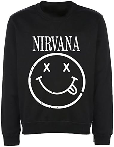 Mens 'NIRVANA' Logo Sweatshirt Pullover Jumper Plus Size (X-Large, Black)