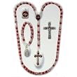 Confirmation Gift Set - Rosary - 5mm Red Beads - Length: 18" - Finger Rosary - Crucifix Pendant - Holy Spirit Pendant - IMPORTED FROM ITALY