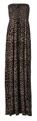 Stretchy Elastane/Jersey/Viscose Animal Print Leopard Print Striped Print Maxi Dress 