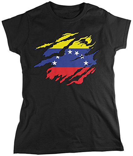 Venezuela Flag Tear Through, Rip Out Venezuelan Flag Women's T-shirt, Amdesco