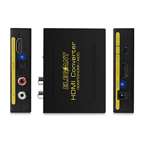 ELEGIANT HDMI Audio Extractor Splitter HDMI to HDMI + SPDIF RCA Stereo L/R Audio Output Digital to Analog Audio De-embedder Sound Converter for HDTV/ PC/ PS3/ Amplifier Stereo/Headphones etc