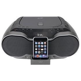 iLive Portable Boom Box with CD Player and Dock for iPod (Black) by iLive