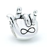 Queenberry .925 Sterling Silver I Love You Forever Hand Sign Infinity Bead for European Charm Bracelets thumbnail