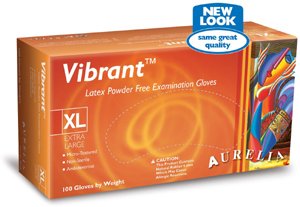 Aurelia® Vibrant™ Latex Powder Free Textured Examination Gloves, medium, 100 gloves/box