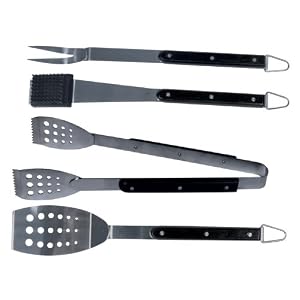 Brinkmann 9030 Stainless-Steel 4-Piece Barbecue Tool Set, Non-Slip Handles by 
