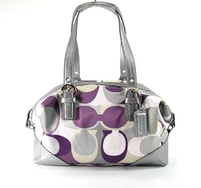 Authentic Coach Silver/Purple Soho Scarf Print Sateen Satchel 17409 Multi